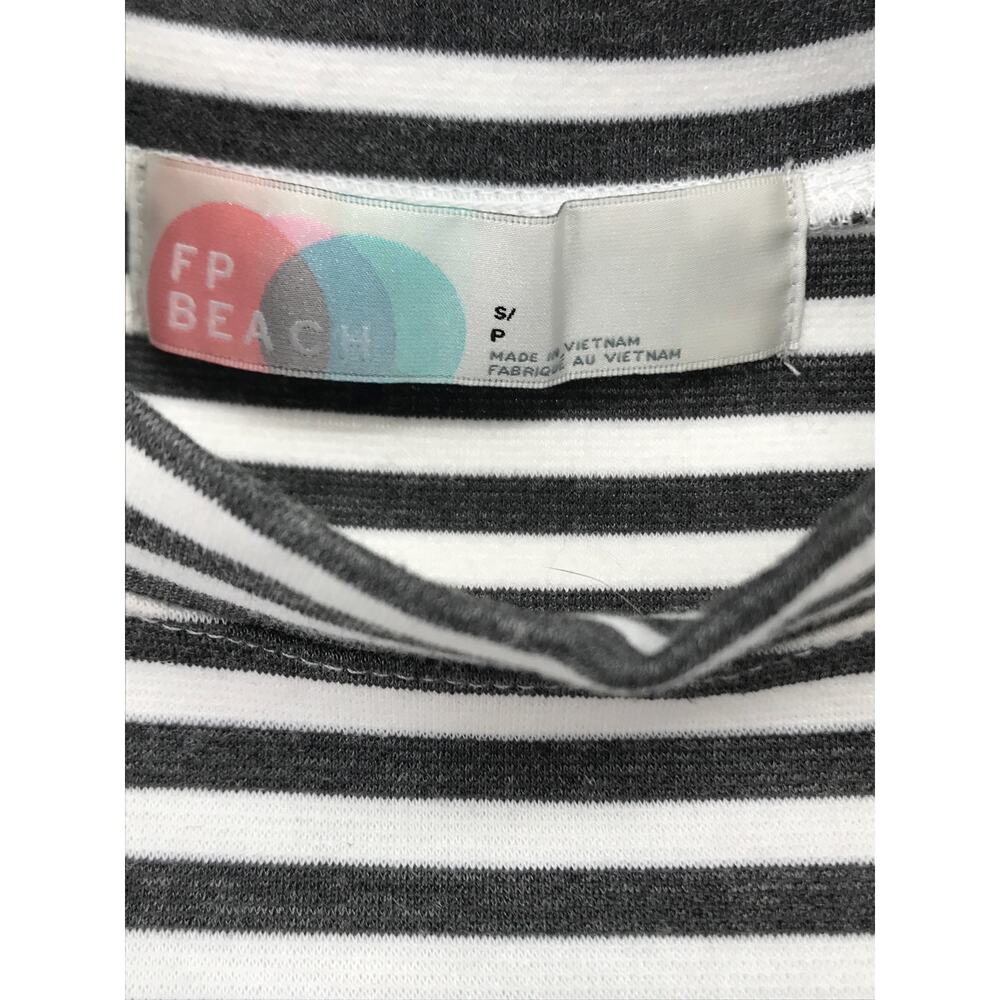Free People Beach Gray White Striped Mock Neck T-Shirt Dress Size S - Picture 6 of 11